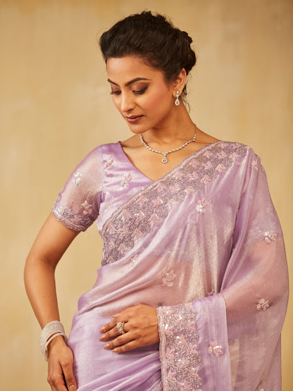 Dhiyona KS Women's Embellished Embroidered Pure Chiffon Saree