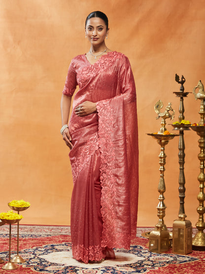 Dhiyona KS Women's Embellished Embroidered Organza Saree