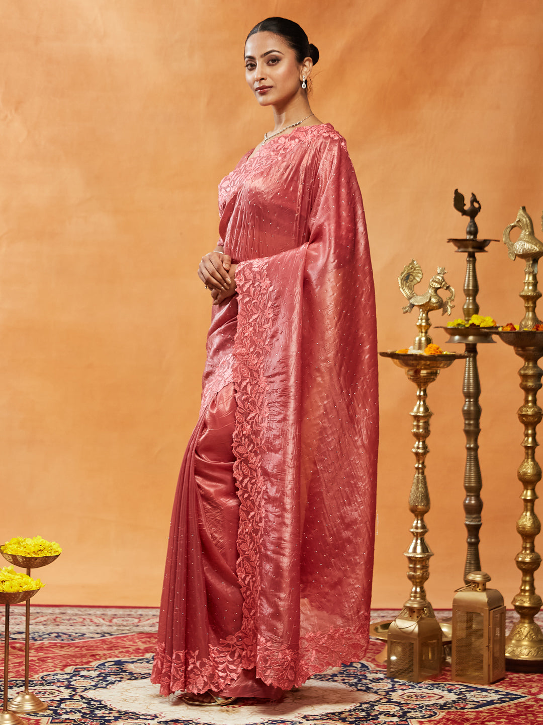 Dhiyona KS Women's Embellished Embroidered Organza Saree