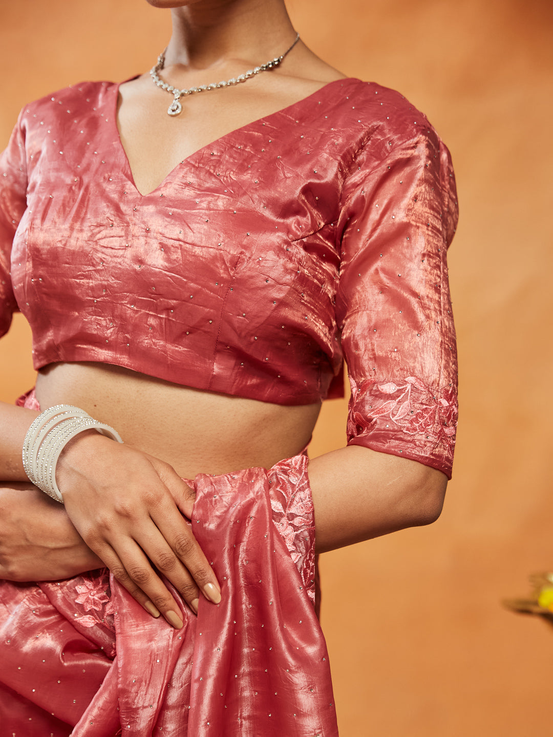 Dhiyona KS Women's Embellished Embroidered Organza Saree