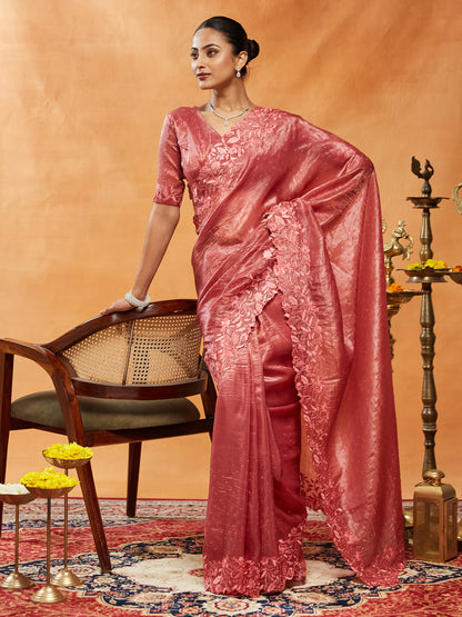 Dhiyona KS Women's Embellished Embroidered Organza Saree