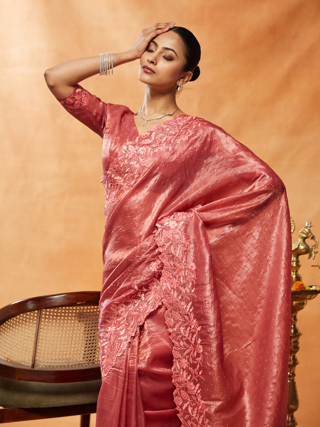 Dhiyona KS Women's Embellished Embroidered Organza Saree