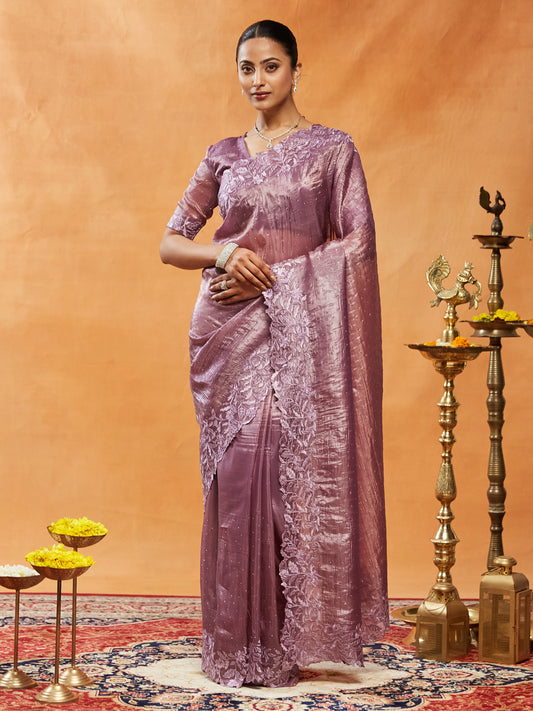 Dhiyona KS Women's Embellished Embroidered Organza Saree
