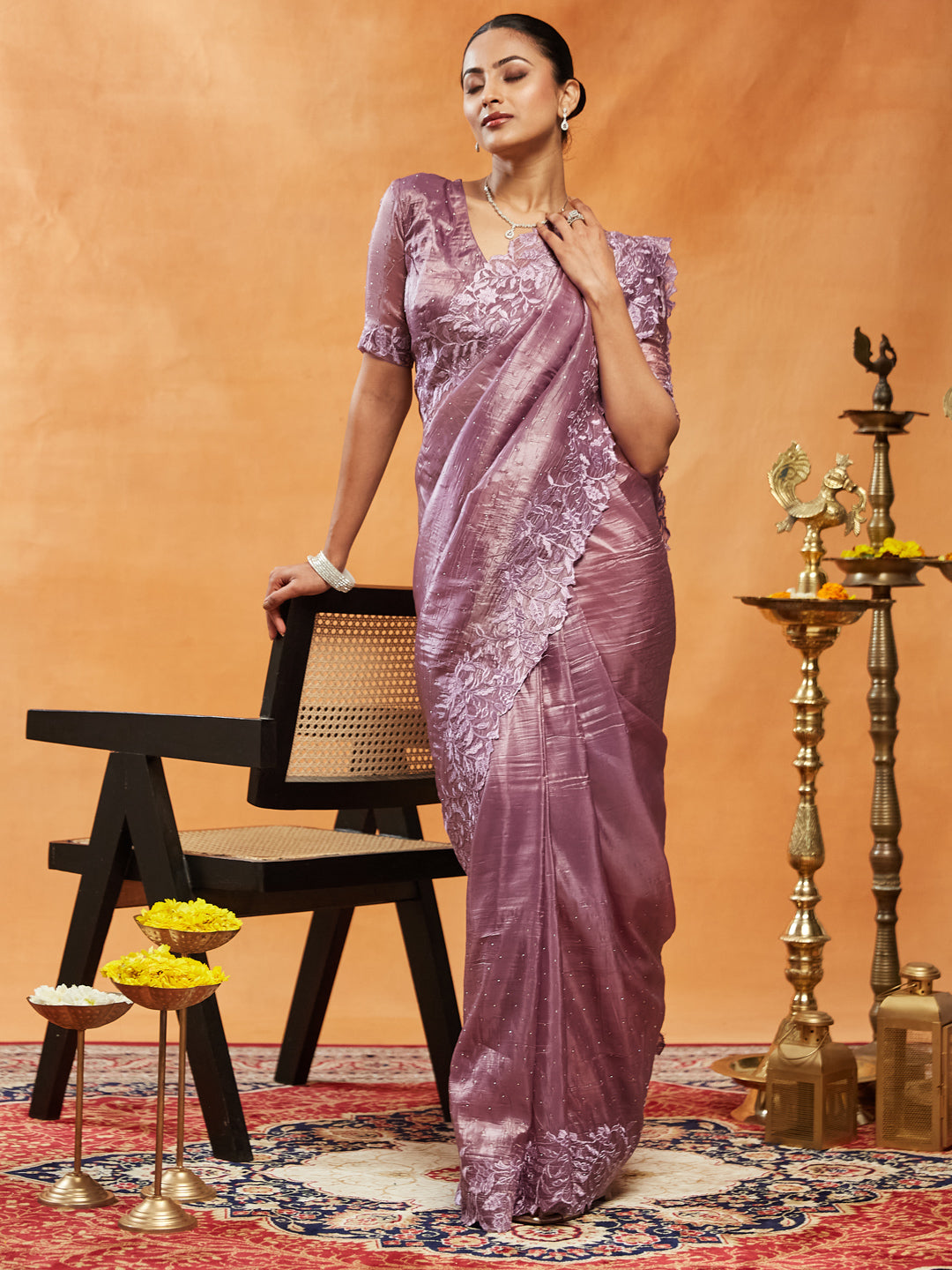 Dhiyona KS Women's Embellished Embroidered Organza Saree