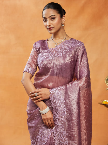 Dhiyona KS Women's Embellished Embroidered Organza Saree