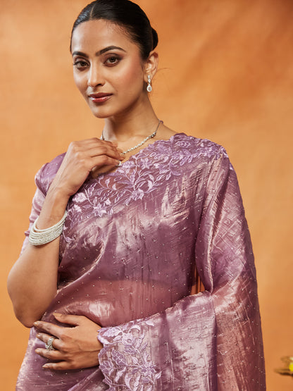 Dhiyona KS Women's Embellished Embroidered Organza Saree