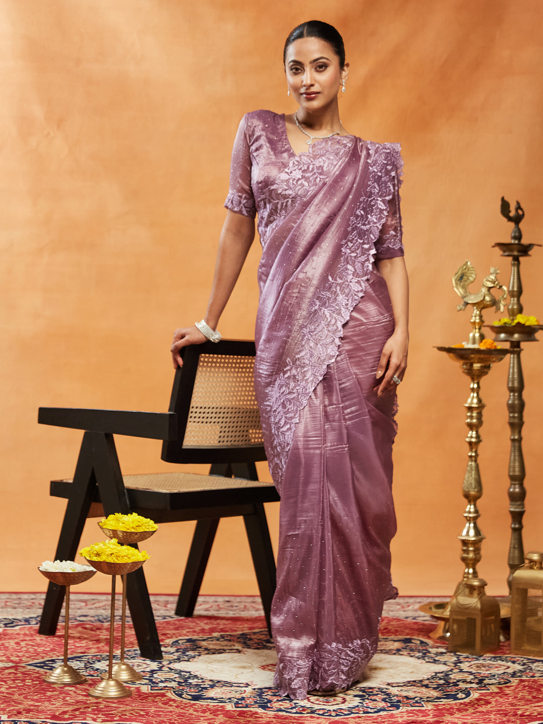 Dhiyona KS Women's Embellished Embroidered Organza Saree