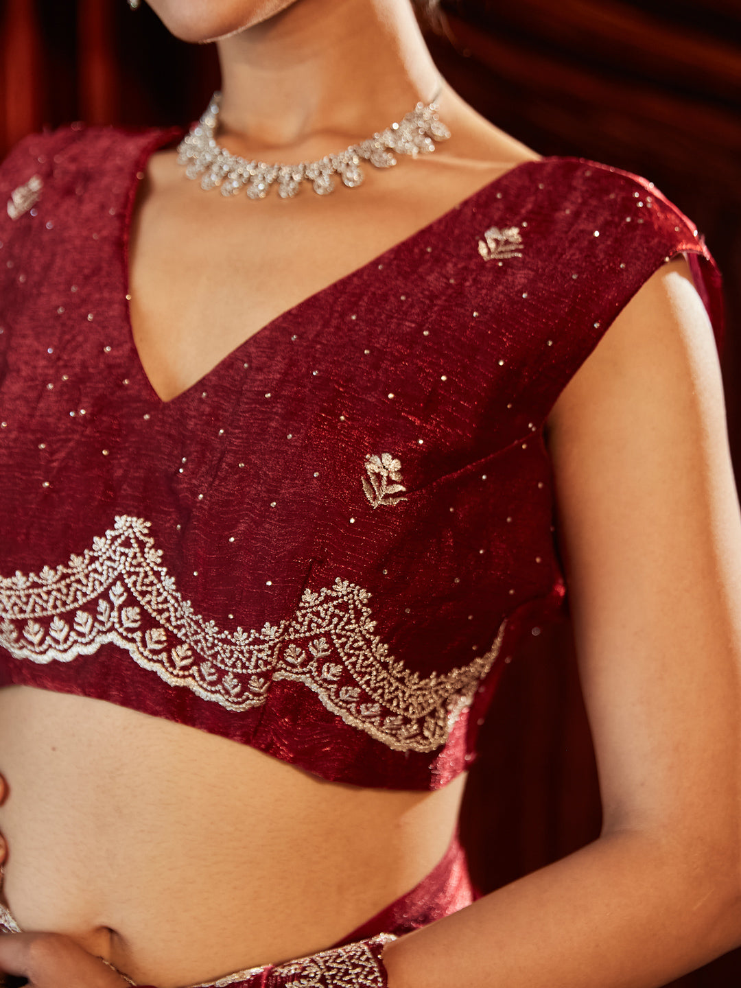 Dhiyona KS Women's Embellished Embroidered Pure Chiffon Saree