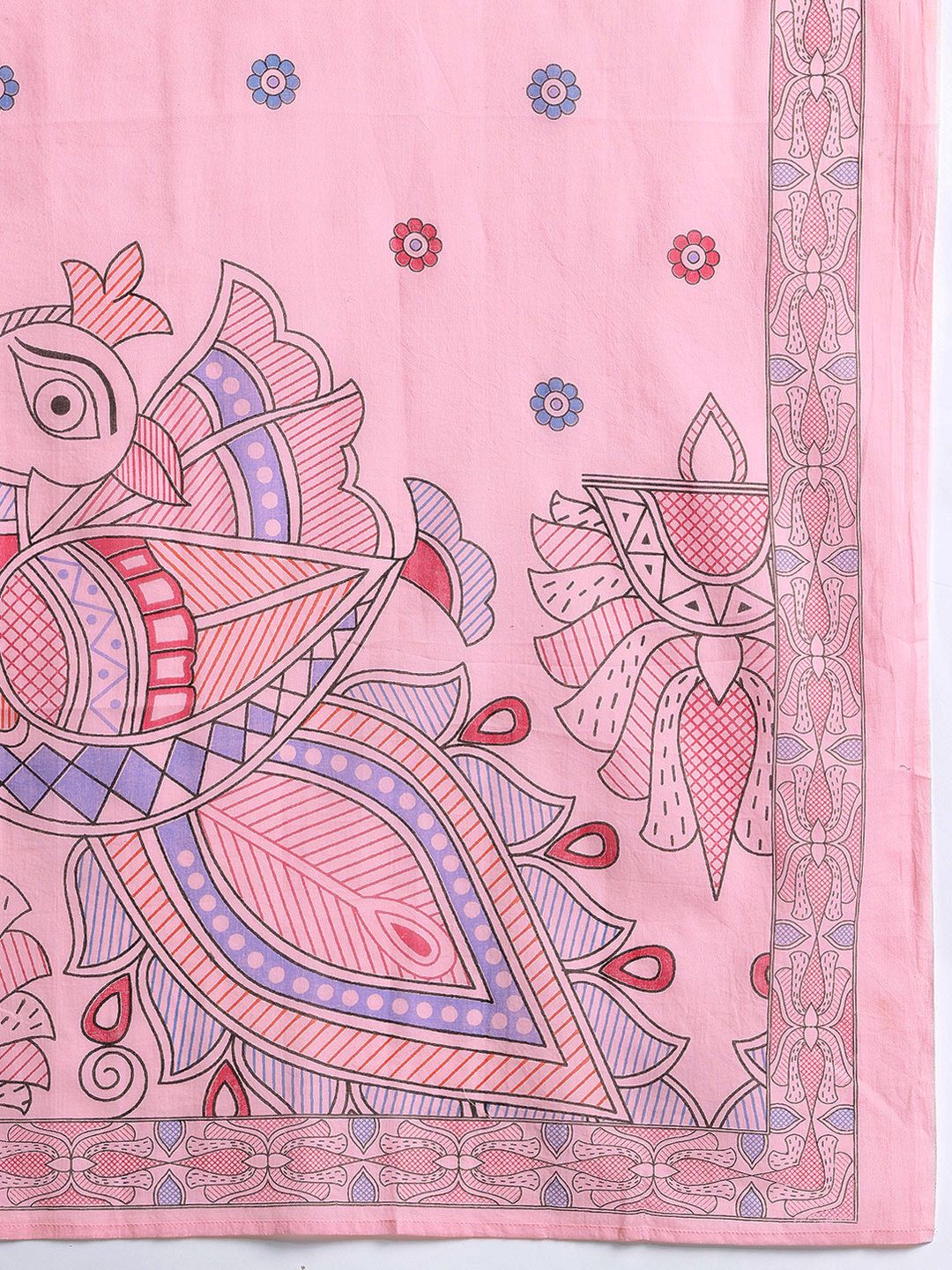 Floral Printed Pleated Sequinned Pure Cotton Kurta with Trousers & With Dupatta