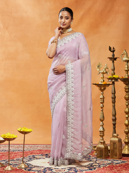 Dhiyona KS Women's Floral Embroidered Silk Saree