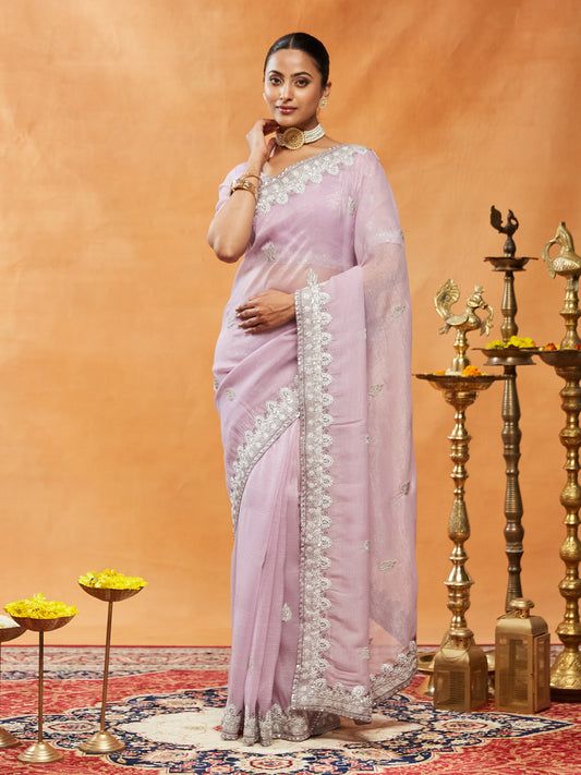 Dhiyona KS Women's Floral Embroidered Silk Saree