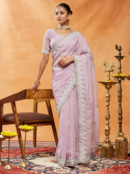 Dhiyona KS Women's Floral Embroidered Silk Saree