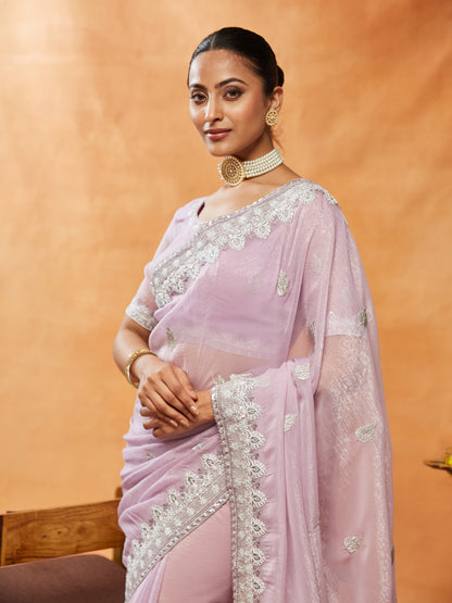 Dhiyona KS Women's Floral Embroidered Silk Saree
