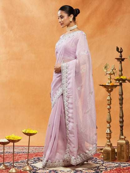 Dhiyona KS Women's Floral Embroidered Silk Saree