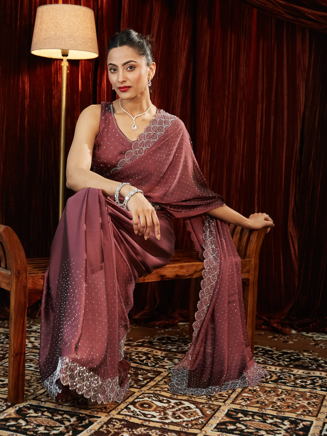 Dhiyona KS Women's Embellished Embroidered Silk Blend Saree