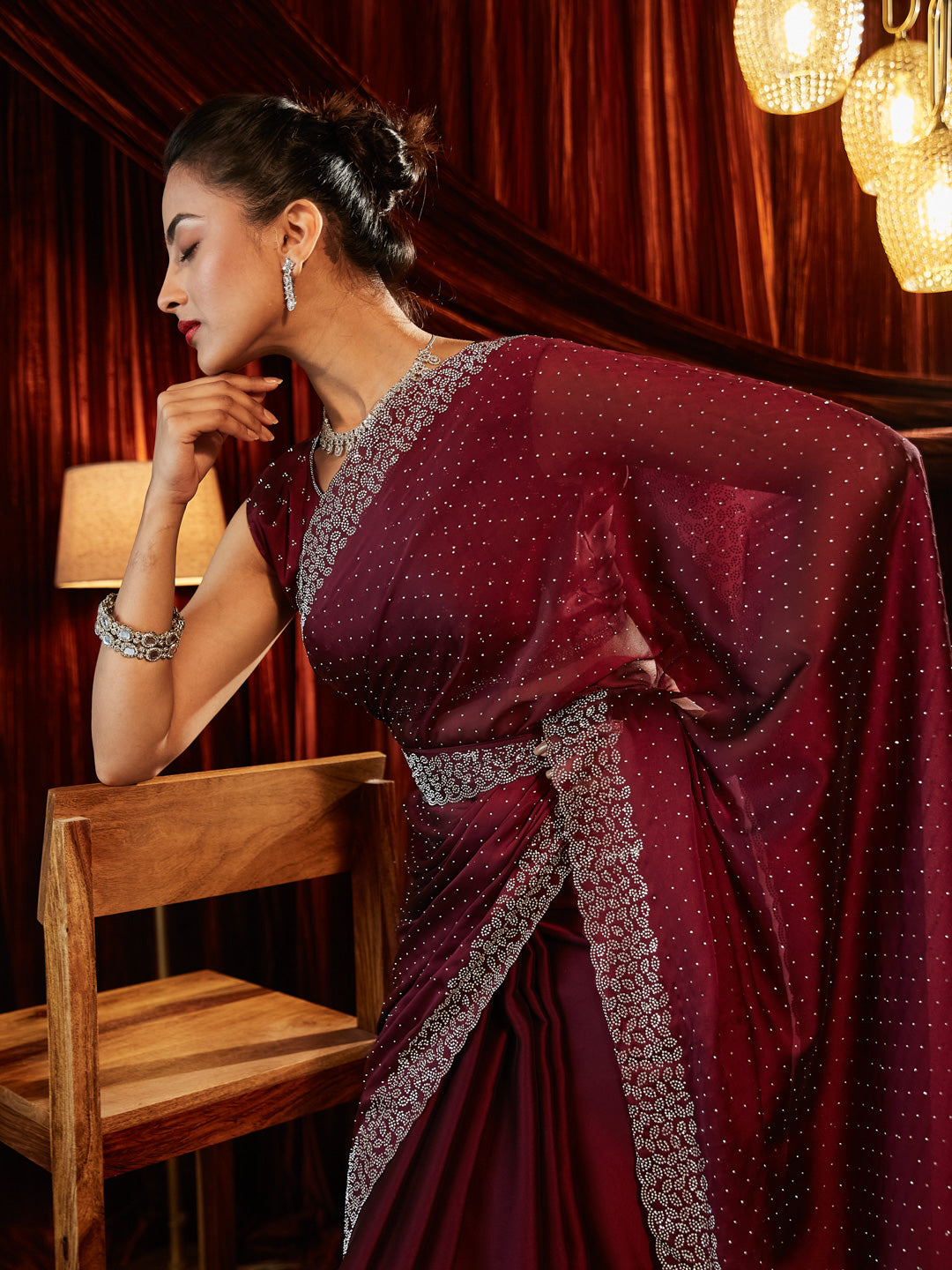 Dhiyona KS Women's Embellished Beads and Stones Saree