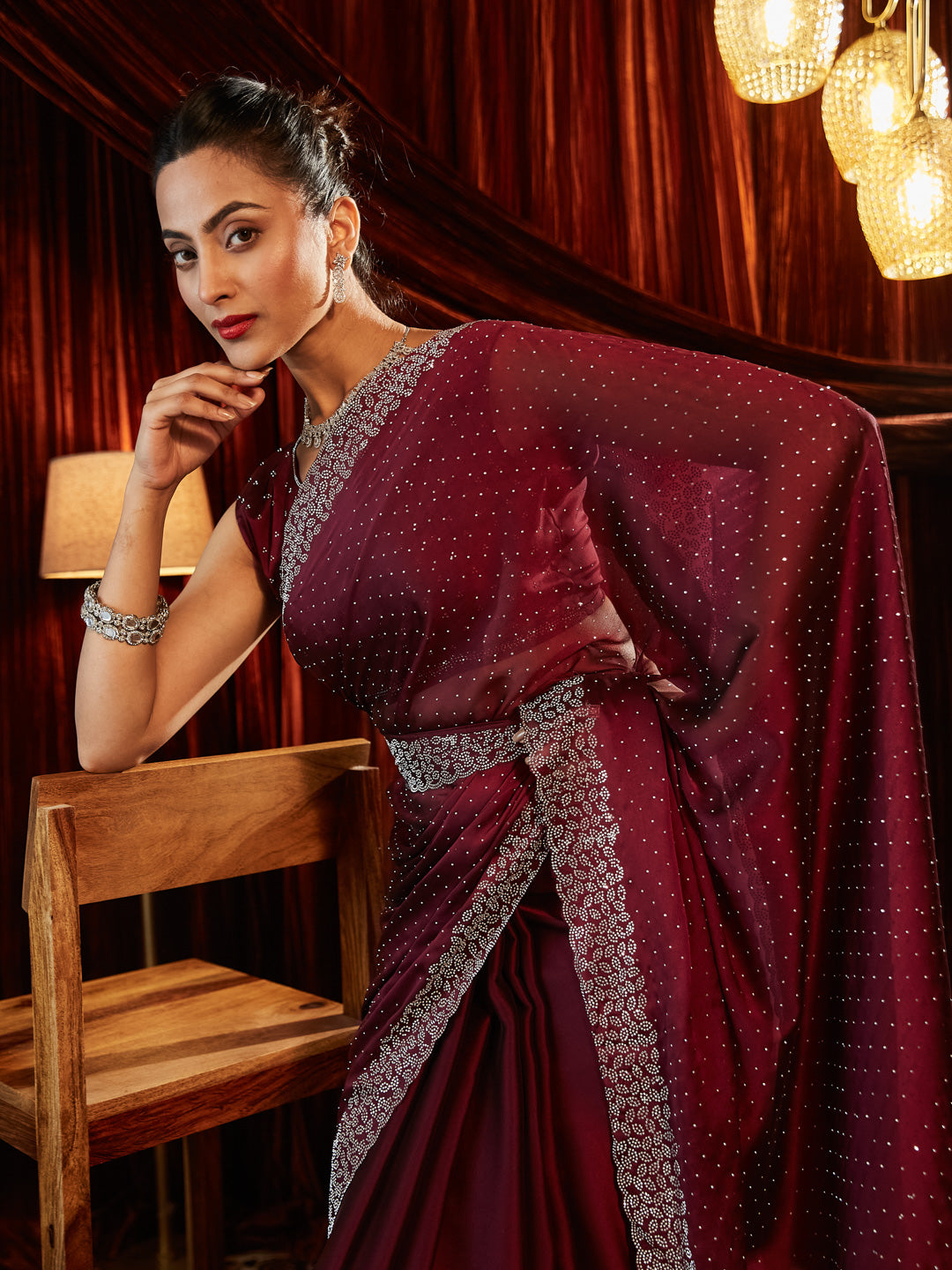 Dhiyona KS Women's Embellished Beads and Stones Saree