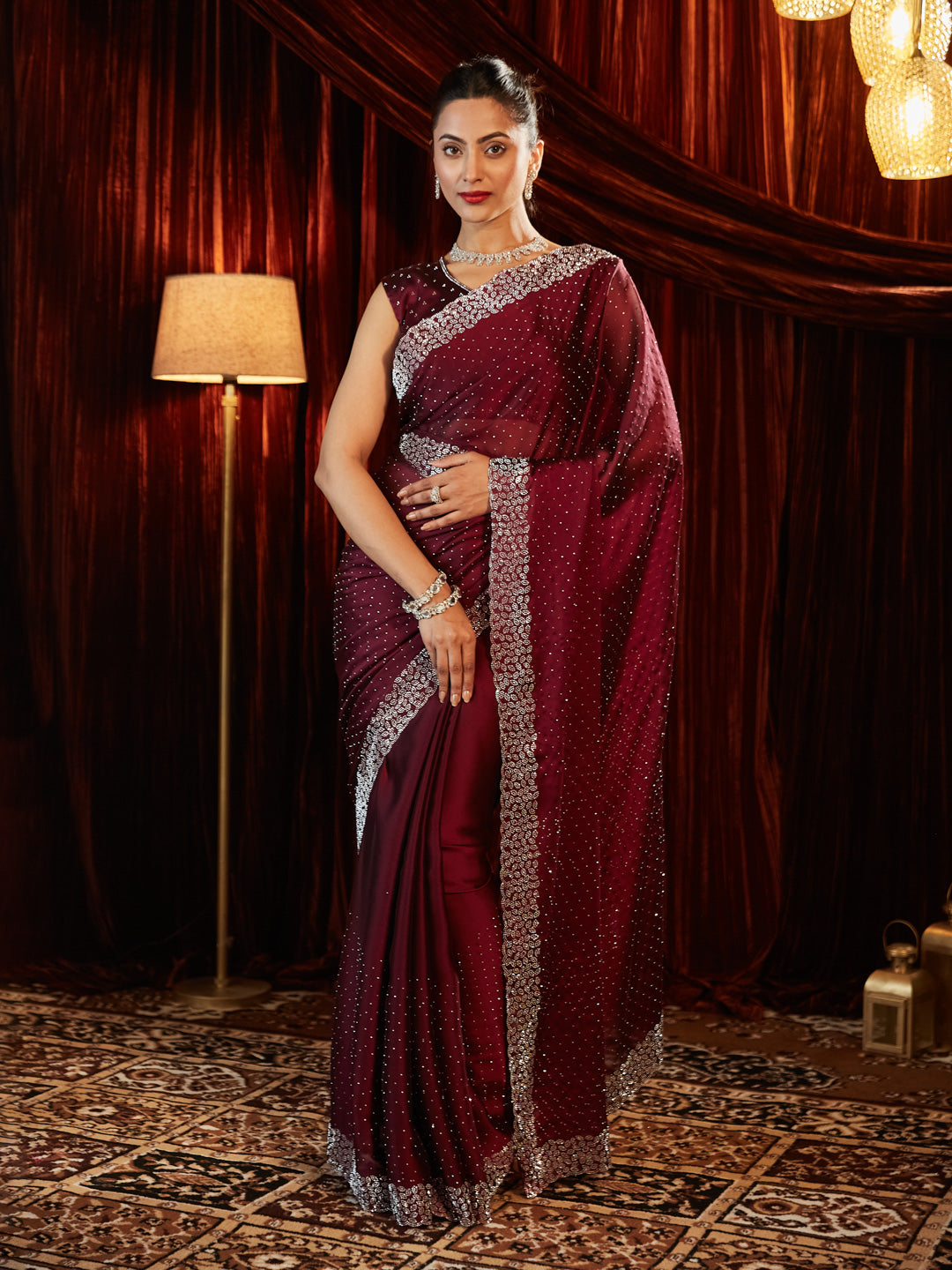 Dhiyona KS Women's Embellished Beads and Stones Saree