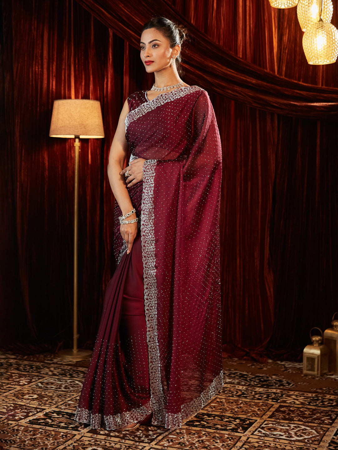 Dhiyona KS Women's Embellished Beads and Stones Saree