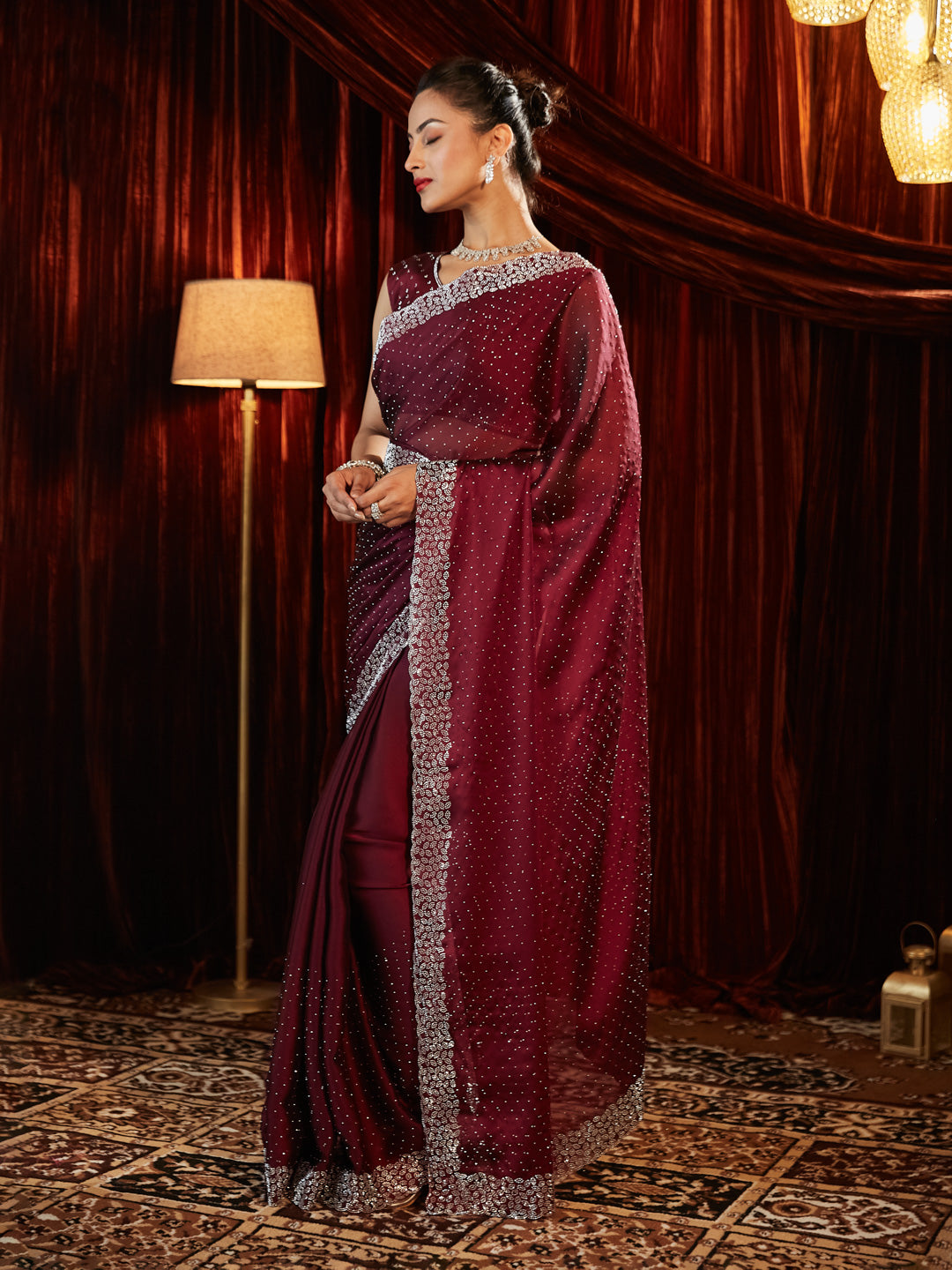 Dhiyona KS Women's Embellished Beads and Stones Saree