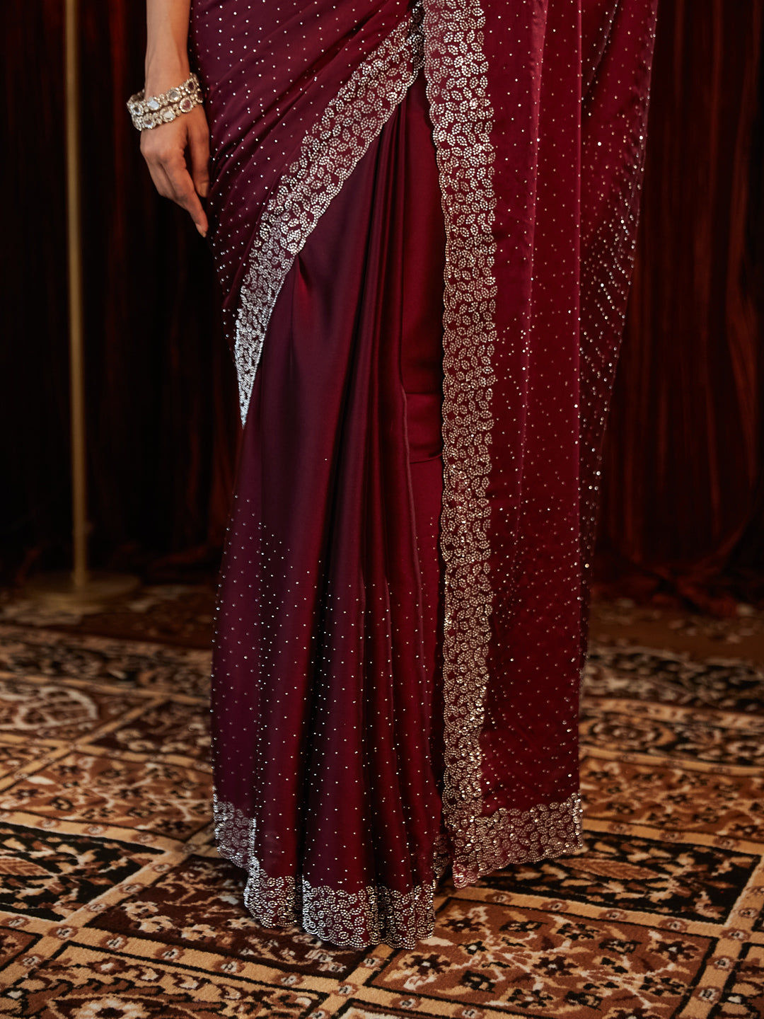 Dhiyona KS Women's Embellished Beads and Stones Saree