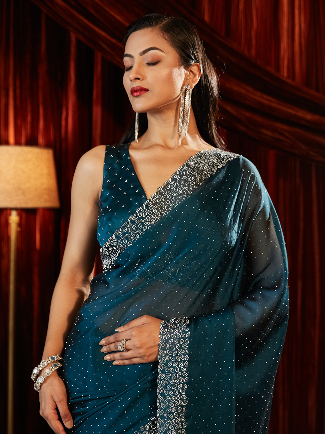 Dhiyona KS Women's Embellished Beads and Stones Saree