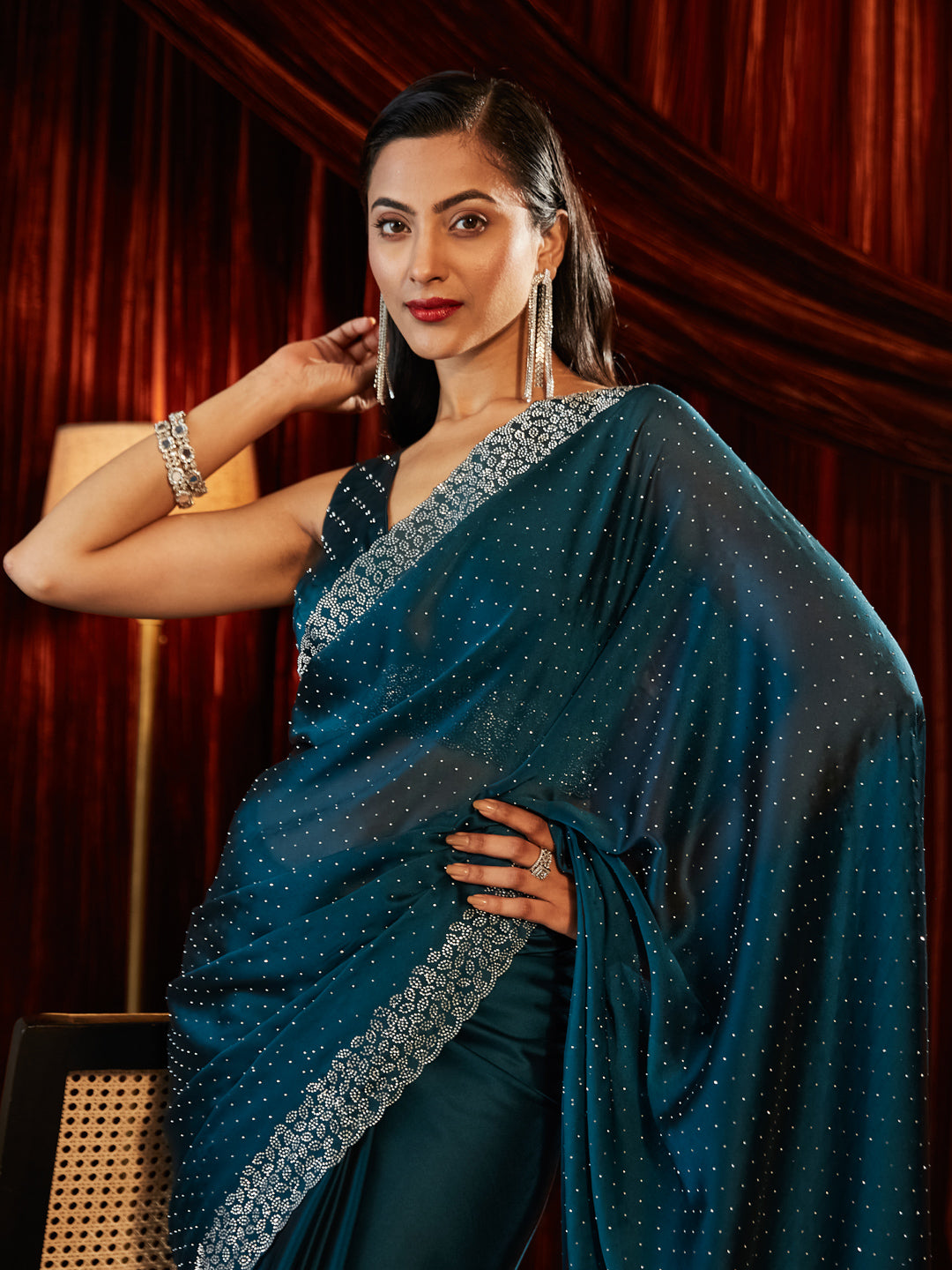 Dhiyona KS Women's Embellished Beads and Stones Saree