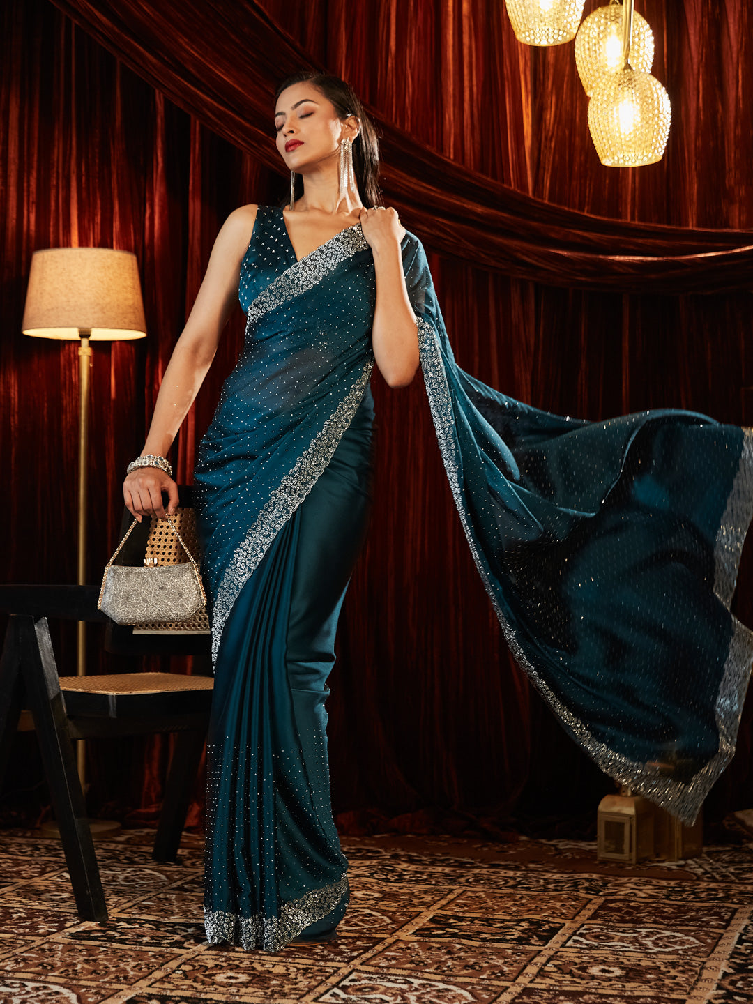 Dhiyona KS Women's Embellished Beads and Stones Saree