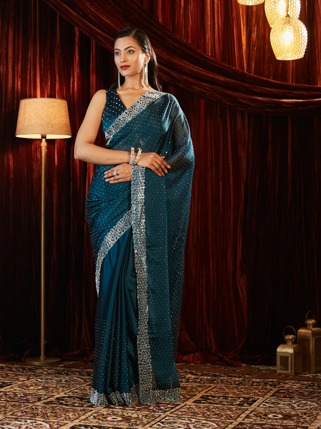 Dhiyona KS Women's Embellished Beads and Stones Saree