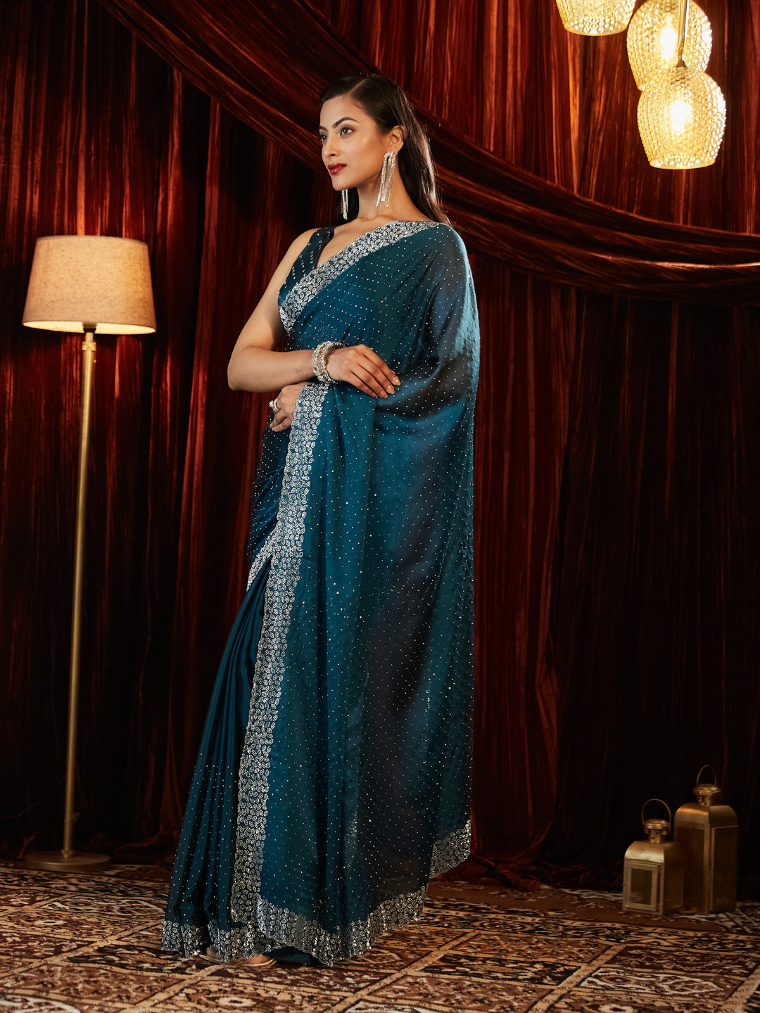 Dhiyona KS Women's Embellished Beads and Stones Saree