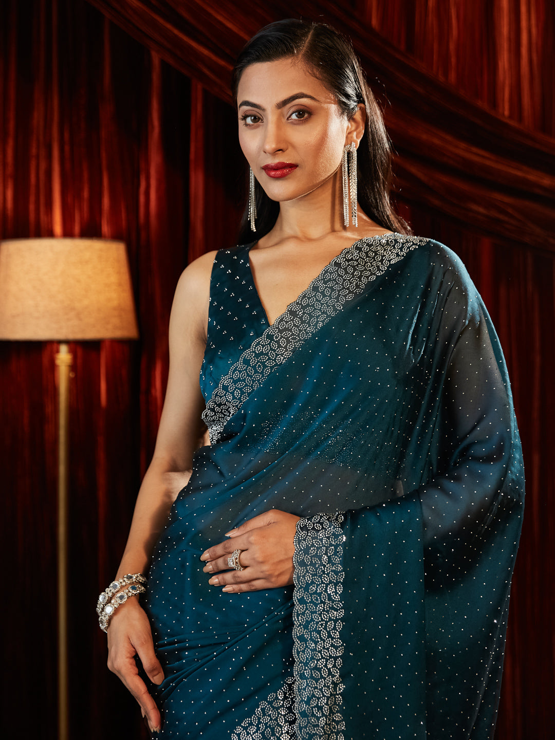 Dhiyona KS Women's Embellished Beads and Stones Saree