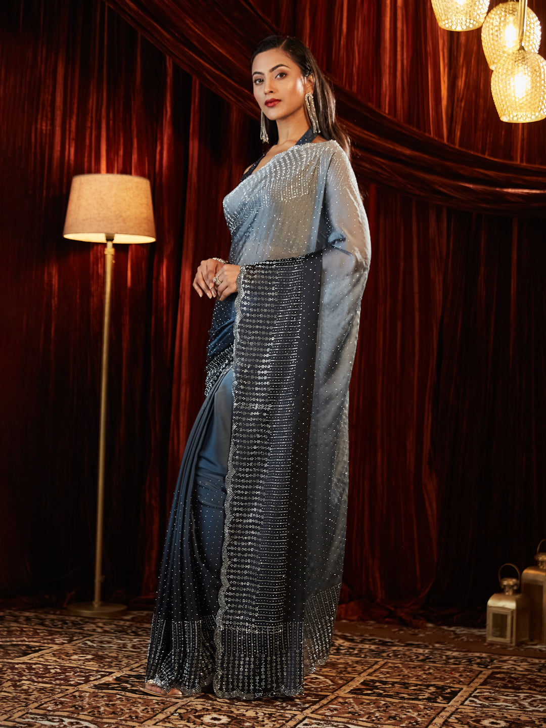 Dhiyona KS Women's Ombre Embroidered Saree