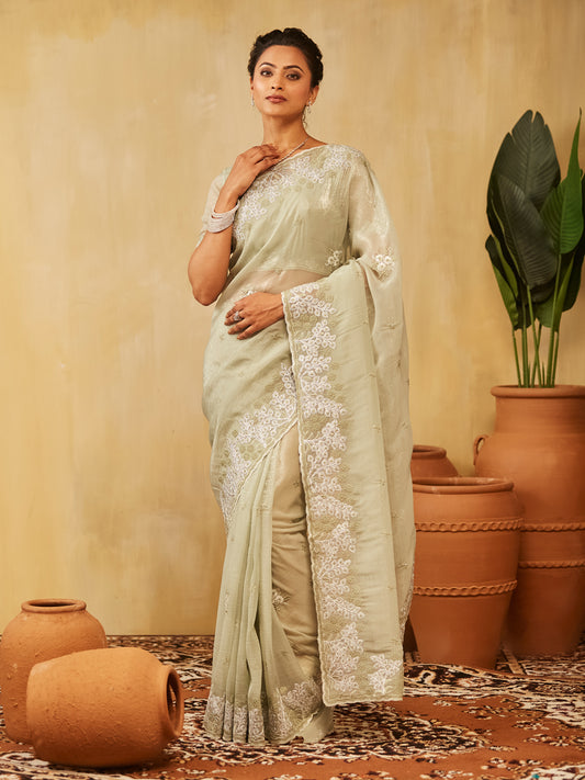 Dhiyona KS Women's Embellished Embroidered Saree