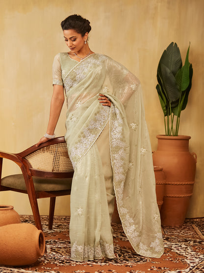 Dhiyona KS Women's Embellished Embroidered Saree