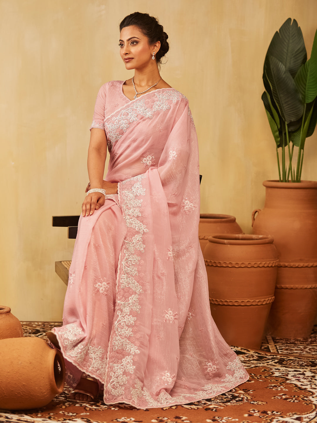 Dhiyona KS Women's Embellished Embroidered Saree