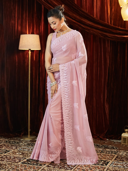 Dhiyona KS Women's Women Embellished Embroidered Pure Georgette Saree