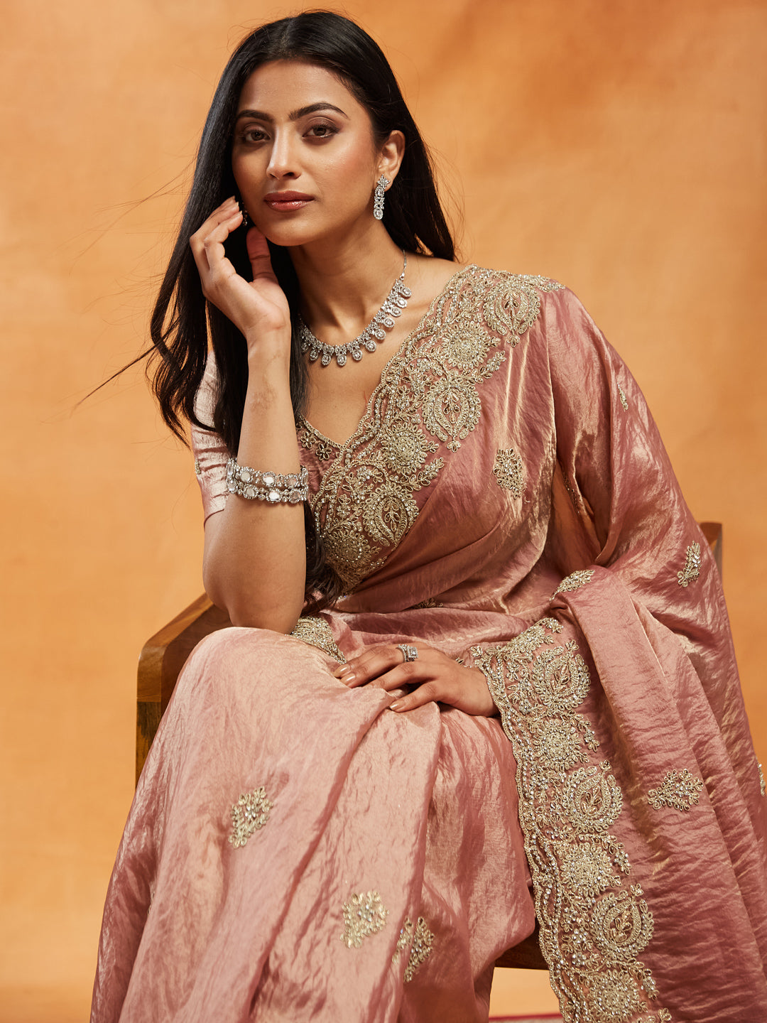 Dhiyona KS Women's Embellished Embroidered Saree