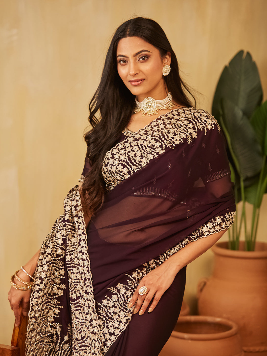 Dhiyona KS Women's Women Embroidered Saree