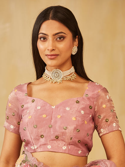 Dhiyona KS Women's Solid Embroidered Organza Saree