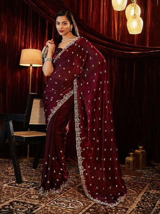Dhiyona KS Women's Embellished Embroidered Saree