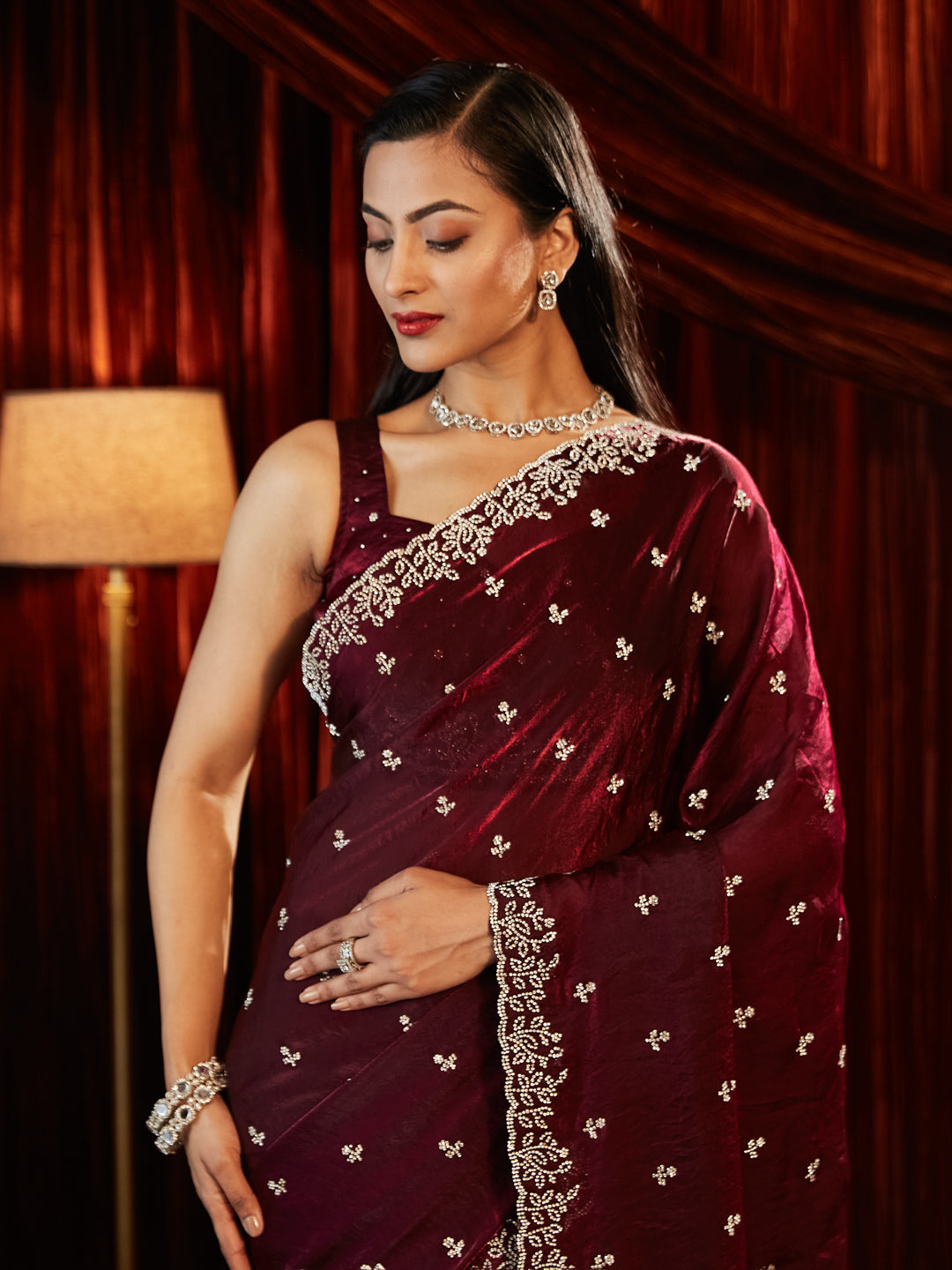 Dhiyona KS Women's Embellished Embroidered Saree