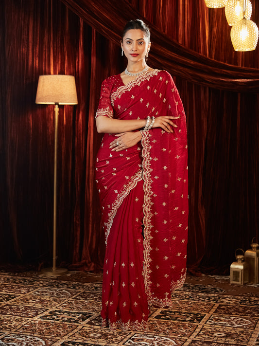 Dhiyona KS Women's Embellished Sequinned Saree