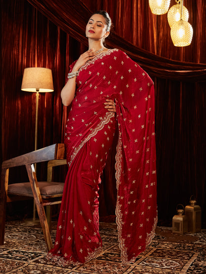 Dhiyona KS Women's Embellished Sequinned Saree
