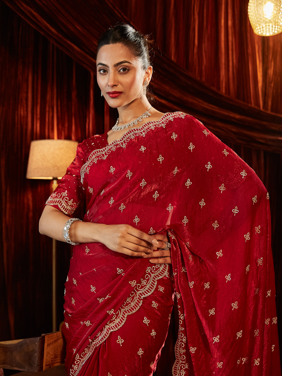 Dhiyona KS Women's Embellished Sequinned Saree