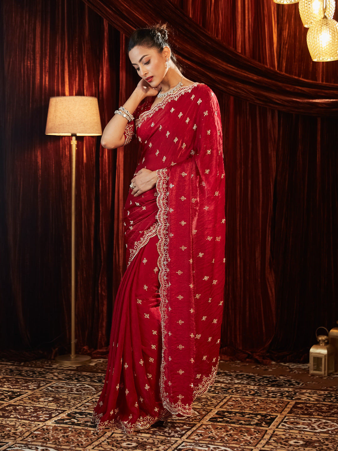 Dhiyona KS Women's Embellished Sequinned Saree