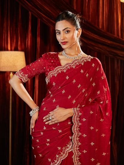 Dhiyona KS Women's Embellished Sequinned Saree