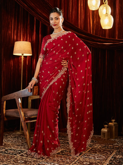 Dhiyona KS Women's Embellished Sequinned Saree