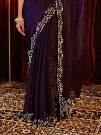 Dhiyona KS Women's Embellished Border Saree With Blouse Piece