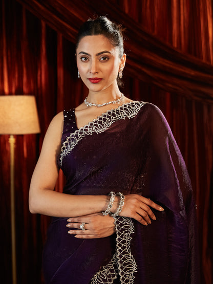 Dhiyona KS Women's Embellished Border Saree With Blouse Piece
