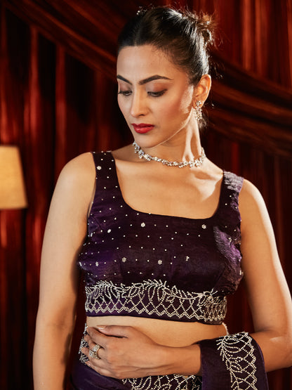 Dhiyona KS Women's Embellished Border Saree With Blouse Piece